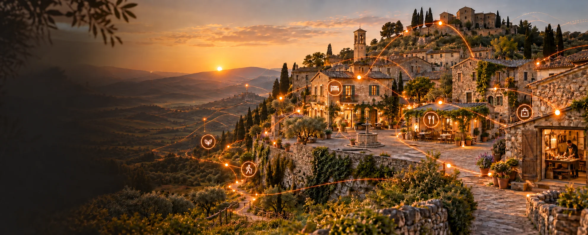 Un borgo italiano connesso dalla rete locale Villager